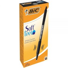 빅 BIC Soft Feel 블랙 접이식 볼펜 미디엄 포인트 (1.0mm) 36개 팩 소프트 터치 컴포트 그립이 있는 블랙 펜