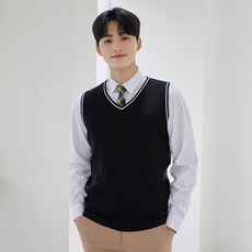 보풀방지 블랙화이트라인 교복조끼 공용3
