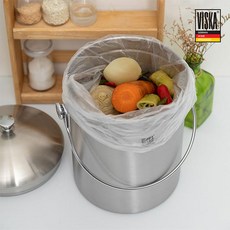 악취 제거 및 보관 편리한 스테인레스 비스카 뚜껑형 음식물 쓰레기통 5L VK-500L