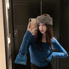 겨울 패션 토끼털 수제 스판 퍼밴드헤어밴드 모자