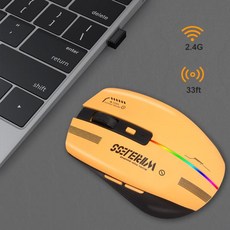 LT-T19 인체공학적 충전식 게이밍 마우스 USB 2G 무선 RGB 라이트 데스크탑 PC 컴퓨터 노트북 노트북 마우스, 2) YELLOW