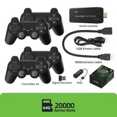 레트로 게임기 DATA FROG 비디오 게임 콘솔 24G 무선 스틱 TV 20000 게임용 휴대용 Dendy 4k 10000, 64G with 4 wireless, 3) 64G with 4 wireless, 1개