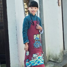 파두서 앞자락 매듭 단추 꽃자수 와펜 면 치파오 패밀리룩 솜 두루마기 중국식 공연복