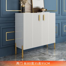 수수한 화이트 템바보드 디자인 폭좁은 거실장 다용도 수납장, 0.8m 길이 35폭 95높이 [화이트 물결형]