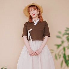 소프트 니트 반팔저고리 (브라운)