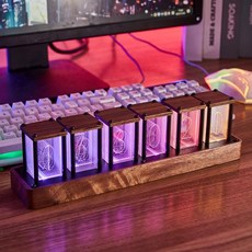 스탠드괘종시계 LED 튜브 시계 빈티지 스탠딩시계, 6 Tube