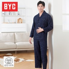 [BYC] 순면 리빙 선염 남성 잠옷 상하 세트 BWT9552