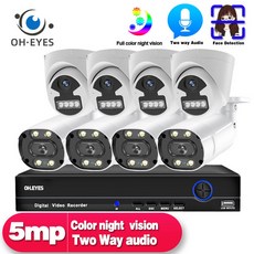 영어 설명서 5MP 8채널 NVR IP 카메라 시스템 실외 방수 컬러 시각 안전 카메라 영상 감시 시스템 8ch CCTV 세트, 없다, 금 플러그, 8ch NVR 8pcs 카메라, 1개