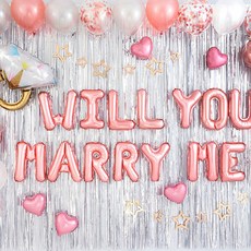 WILL YOU MARRY ME 프로포즈 풍선장식 홈파티세트 [심플리 로즈골드], 단품