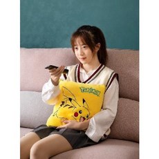 계란 후라이 라면 이불 날다람쥐 입지롱 담요 피카츄 카포베개차 내차 모포 이불차 2중복, 01 # 피카츄 #귀여운 쿠션 이불