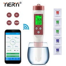 PH 미터 산도 측정기 Yieryi- 블루투스 PH/EC/TDS/온도 앱 지능형 제어 수질 ATC 식수 수족관용, [01] BLE-9908, 1개