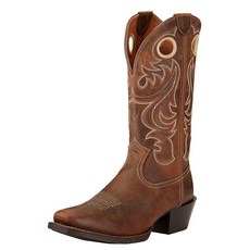Ariat 남성용 스포츠 스퀘어 토 웨스턴 카우보이 부츠 파우더 브라운. 10 Wide