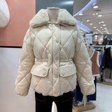 플라스틱아일랜드 밍크카라 배색 숏패딩 점퍼 PP7XD503