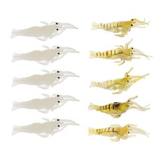 Royalways 10pcs 소프트 낚시 미끼 플라스틱 새우 새우 낚시 후크 미끼 화이트 / 골드