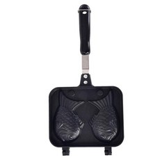 Taiyaki 생선 모양 와플 케이크 메이커 일본 와플 다리미 팬 기계 재사용 가능한 일본 생선 모양 팬케이크 가정 요리용, 1) Black 2, 1) Black - 2