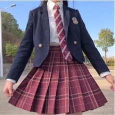 체크무늬 스커트 순정 양복 세트 풀 가을과 겨울 중학생 여대풍 교복