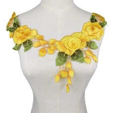 높은 품질 노란색 자 수 레이스 neckline 칼라 3d 꽃 트림 레이스 applique 웨딩 드레스 장식 레이스 꽃 scrapbooking, NL185^+1860