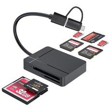 NEXTU 트루디 SD카드리더기 USB3 0 Type C OTG 카드리더기 5in1 C타입 A타입 겸용 SD MicroSD TF CF XD MS 메모리 슬롯 1박스 15cm