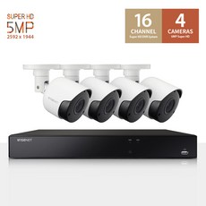 한화테크윈 500만화소 16채널 4카메라 CCTV 세트, SDH-C85047BF