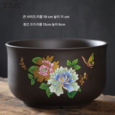 Z3JC 자사 라지 연꽃 항아리 연꽃 전용 도자기 수배 동전풀 화분 무공수양 수련그릇 연화분 항아리, 아가리가 넓은 연꽃 항아리-모란, 중등의