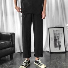 ILL일루1_남자 일자 면바지 밴딩 팬츠 학생 직장인 데일리룩 +SMY8214ML