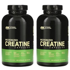 옵티멈뉴트리션 Optimum Nutrition Micronized Creatine 옵티멈 뉴트리션 미분화 일 수화물 크레아틴 캡슐, 200정, 2개