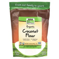 NOW Foods Organic Coconut Flour Unsweetened Exc NOW Foods 유기농 코코넛 가루 무가당 우수한 섬유질 공급원 아황산염 무첨가, 453g, 1개