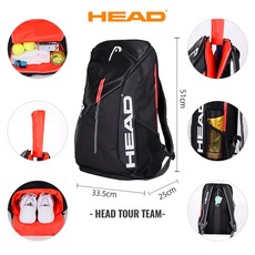 헤드 HEAD 테니스 라켓 가방 2단 백팩 TOUR TEAM, 블랙