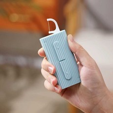 휴대용 케이스 일회용치실 재사용 치실보관함 자동 여행용, 1개, 화이트 휴대용 자동 치실 10개입