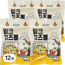 더주스 비스코티 반려견 비스켓 160g, 밀크 + 치즈볼 혼합맛, 12개