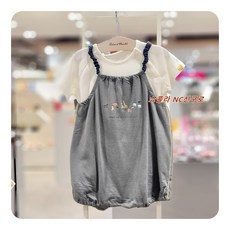 [타티네쇼콜라] #대박할인#티셔츠#멜빵상하#동물프린트가 포인트인 편안한 색감의 세련된 맬빵상하 TTKMOW13U