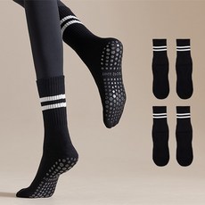 비기팬시 여성용 미끄럼 방지 논슬립 필라테스 요가 양말 롱삭스 4켤레
