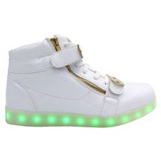 LED 점등 스니커즈 하이 팸 USB 충전 신발끈 남성용 유니섹스 블랙슈즈