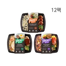 포켓라이스 시즌1 3종 혼합 B(떡갈비+닭가슴살스테이크+미트볼), 227g, 12팩