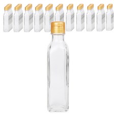 가인글로벌 사각기름병180FN 투명 유리병, 원터치캡(소) 골드, 50개, 180ml