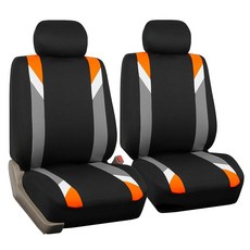 FH Group FB033GRAY102 버킷 시트 커버Modernistic Airbag 호환2개 세트 그레이 270055, 주황색, 2개