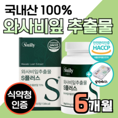 100% 국내산 와사비잎 추출물 캡슐 와사비 잎 입 추출 분말 가루 다이 버닝 식약청 인증 어트 핏 카테킨 이탈리아 모로오렌지 락토페린 프리미엄 정 약 1달분 도레미 알약통, 6박스, 60캡슐