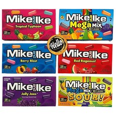 [미국] Happy Spade Mike and Ike Fruit Chewy Candy Bundle 6 Theater Boxes Assorted Flavors Sour Mega Mi, 6개, 120g