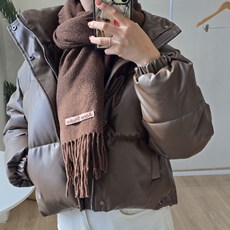 벨라노아 여성 하이넥 레더 숏 가죽 패딩