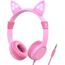 해외1518870 iClever Kids 헤드폰 Over ear LED backlight Safe Wired Kids Headsets 85dB 볼륨 limited, One Size_Pink, 상세 설명 참조0, Pink