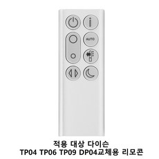 적용 대상 다이슨 TP04 TP06 TP09 DP04 정화 팬 리모콘(실버)용 교체 리모콘, 1개 1개
