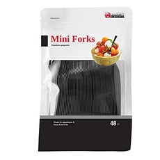 Jacent 48 Count Black Mini Appetizer Forks 1-Pack Jacent 48개 블랙 미니 애피타이저 포크 1팩, 1개, 1개입