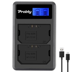 Probty NP-FZ100 NP FZ100 NPFZ100 LCD Dual Charger for Sony Alpha 9 A9 9R A9R 9S A9S A7RIII A7R3 BC-Q