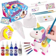 어린이용 스퀴시 페인팅 키트 DIY 디저트 페인트 토이 3D 블랭크 아츠와 크래프트 카와이 소프트 크리미 스퀴시 스퀴시 여자, 1, 단일옵션