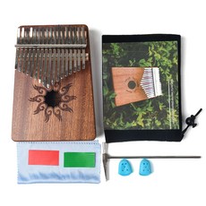 LINGTING 17-KEY KALIMBA 17 KEYS 휴대용 엄지 손가락 피아노 KALIMBA 캐리 케이스 스티커 튜닝 해머 픽업 체인 술 디자인, CHINA|Flame Pattern