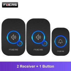 무선초인종 FuersM557 433Mhz 가정용 웰컴 스마트 150M 장거리 거리 32 곡 도어 차임, 5) 2 Receiver 1 button EU 플러그