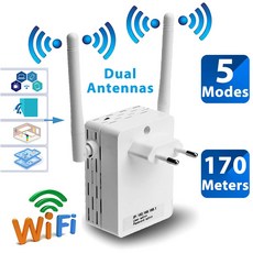 무선 2.4 ghz wifi 300 mbps 2 포트 리피터 라우터 고 이득 안테나 브리지 신호 증폭기 wi fi 액세스 포인트 장거리|모뎀, 1개, US, 단일