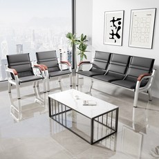 사무실 소파 커피 테이블 조합 응접실 의자 열 간단한 3인용 철 프레임 벤치 의자 철 대기 소파 의자, 12.원목팔걸이113커피테이블