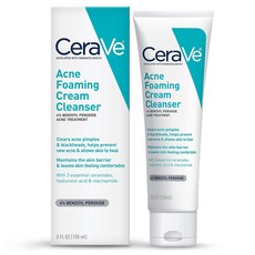 CeraVe Acne Foaming Cream Cleanser 세라비 여드름 포밍 클렌징 크림 5oz(150ml), 1개,