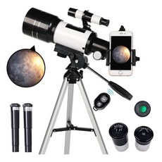 ToyerBee 어린이 및 초보자를위한 망원경 70mm 조리개 300mm 천체 굴절 삼각대 파인더 범위-스마트 폰 어댑터 무선 리모컨이 장착 된 휴대용 여행 망원경